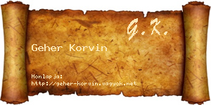 Geher Korvin névjegykártya